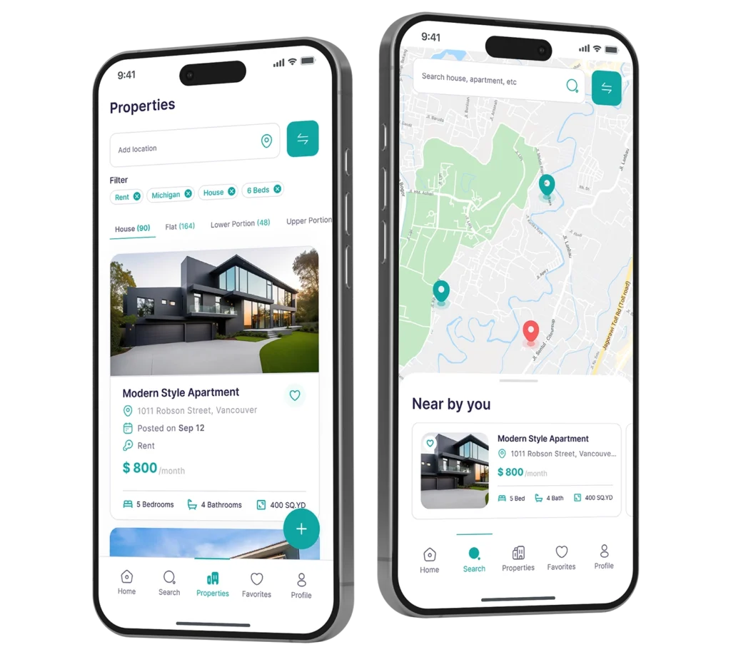 real estate app development app screen