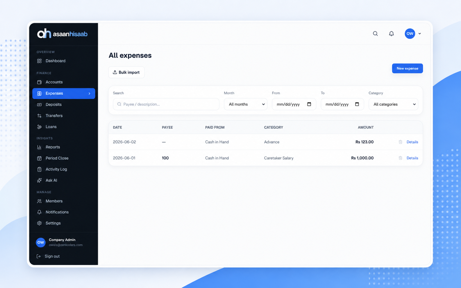 Asaanhisaab mockup