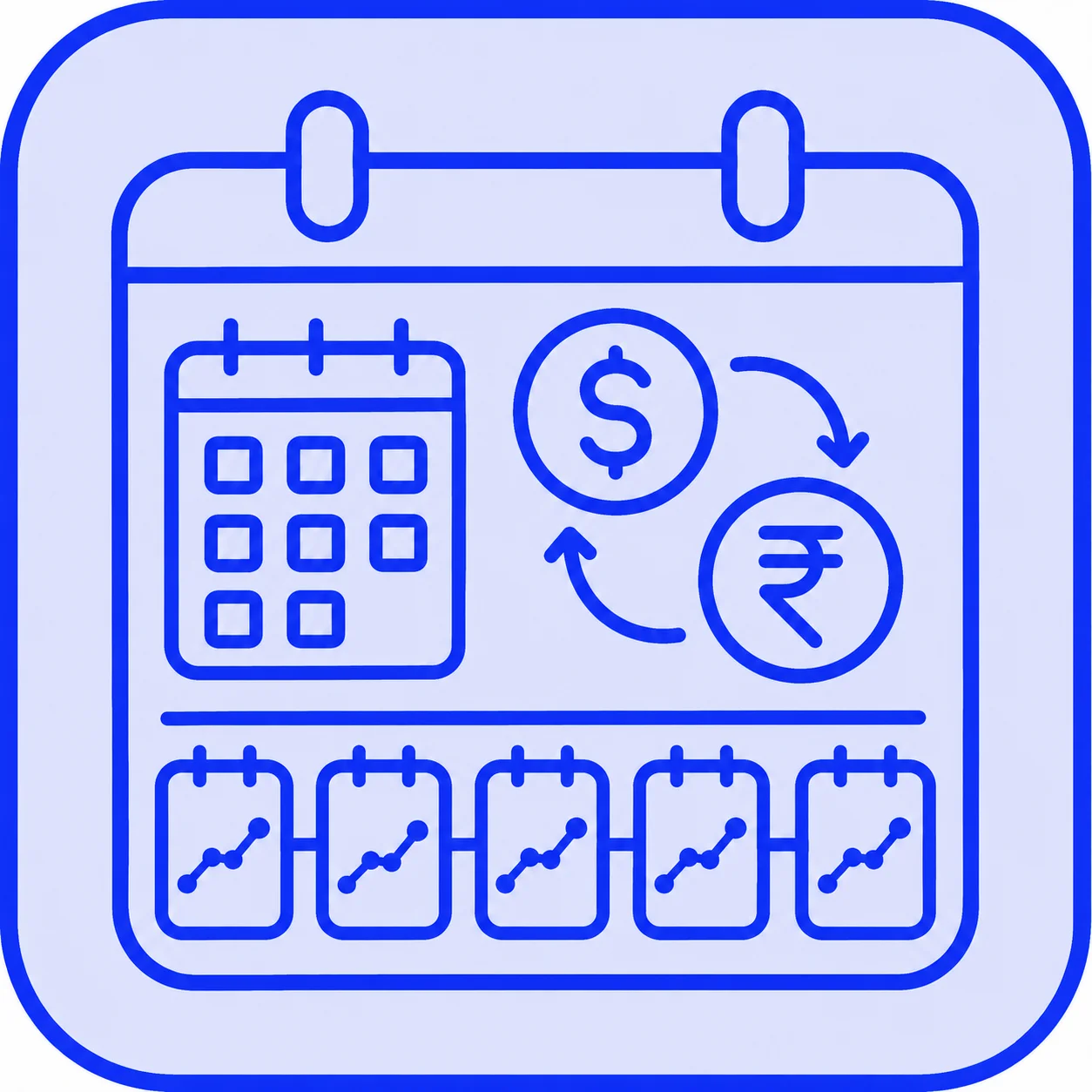 Multi-Currency With Per-Month Exchange Rates Icon