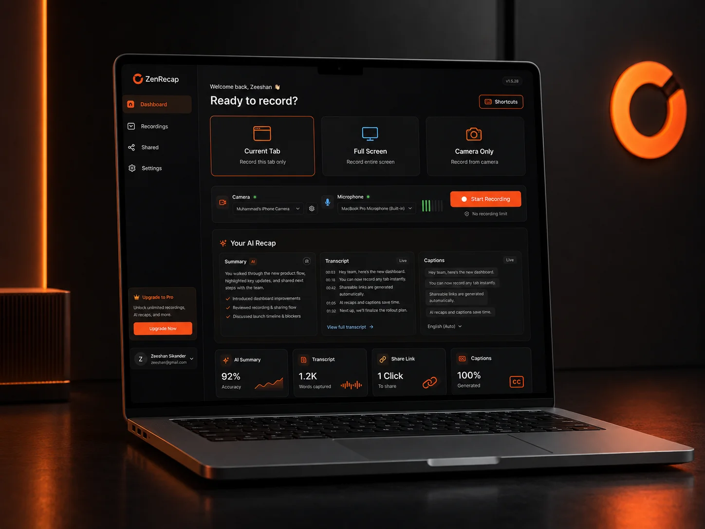 Zenrecap mockup
